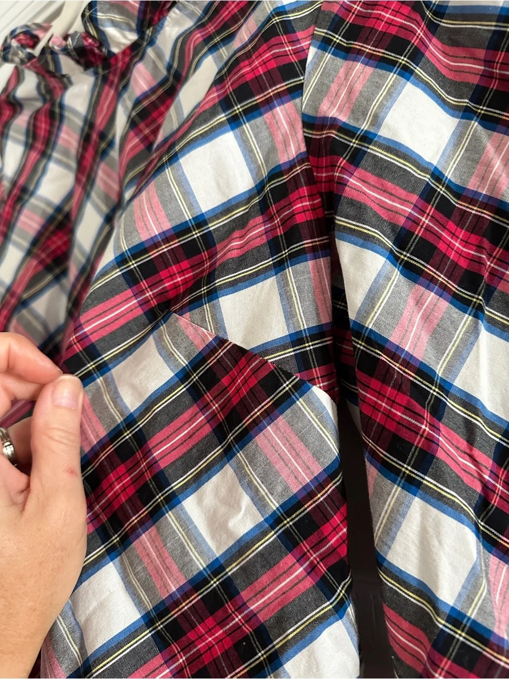 Plaid Ruffle-Neck Long-Sleeve Top - Picture 4 of 6